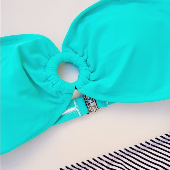 CUPSHE Women's Ruched High Waisted Bikini Set O Ring Two Piece Bathing Suit Med - Picture 2 of 8